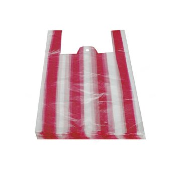 100 Stk. Hemdchentragetaschen rot weiß gestreift 24+11x44 cm